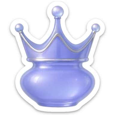 minimalist small crown-shaped luxurious elixir bottle, color #7986cb, elegant subtle silver or iridescent accents, soft magical glowing effect, very small neck, seamless bottom, transparent background, floating, no base or shadow, modern, matching magical luxury collection sticker