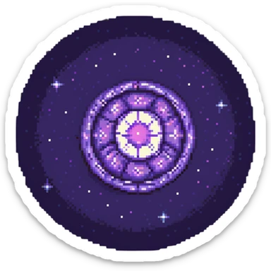 pixel art galaxy with twinkling stars and purple core sticker