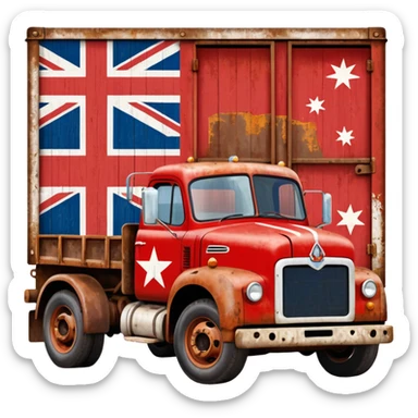 Old Mack truck with Australian flag  printed only on the door sticker