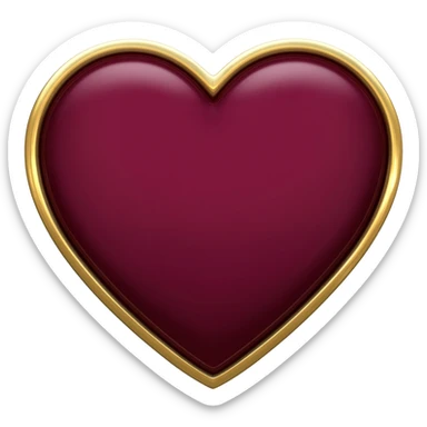 Burgundy heart gold rim sticker
