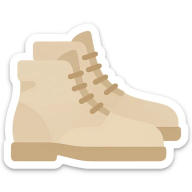 beige hiking boots, flat vector  sticker