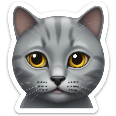 Face of gray British cat sticker