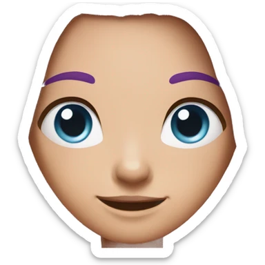 A person with purple hair with pink highlights, blue eyes and slightly sharp teeth is a human. The hair is medium long, not women's long, but long that reaches the ears. sticker