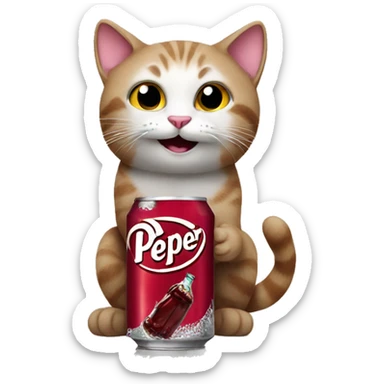 Cat holding Dr Pepper  sticker