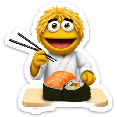 bert the muppet eating sushi sticker