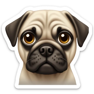 Tall slim pug with dark brown eyes sits  sticker
