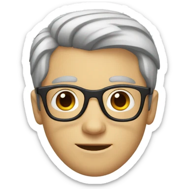 white guy with dark hear in glasses sticker
