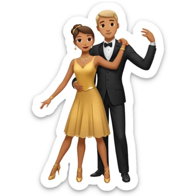 2 danseurs, une femme et un homme- la femme danse devant le mec, le mec est bcp plus grand qu'elle avec un gros nez- les bras de la femme sont autour du coup de l'homme  sticker