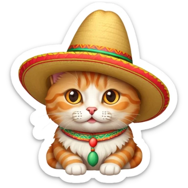 Cat wearing a Mexican sombrero sticker