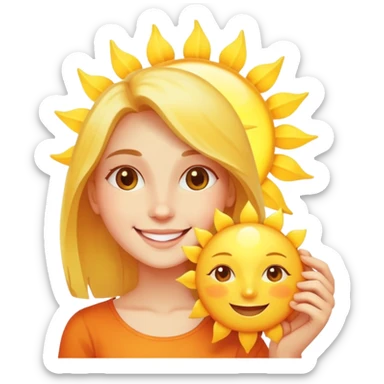 Smiling girl with a sun sticker