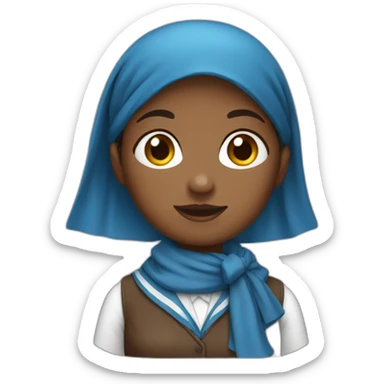 Brown schoolgirl with blue headscarf 10 sticker