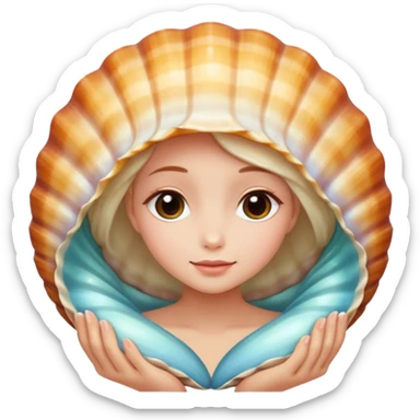 Soft, nurturing, or a bit shy. Very polite and kind. woman in a shell 
more dinamic emoji  sticker