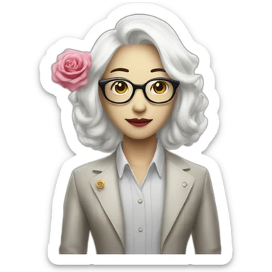White rose character from me robot tv series, Asian man dressed as a woman, from Mr Robot tv series, Emoji sticker