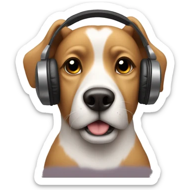 Dog listening to music  sticker