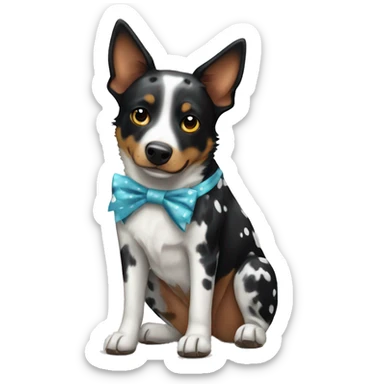 Black and white spotted Australian cattle dog, with bows sticker
