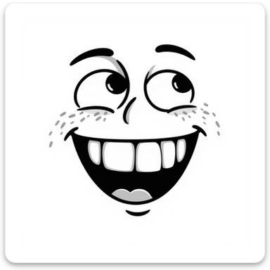 face with a wide grin and dead inside eyes, conveying a forced or hollow smile sticker