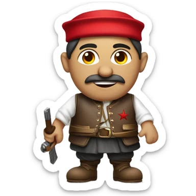 An emoji of a traditional Turkish 'efe' figure wearing a fez, dressed in a vest and baggy pants, often holding a weapon, symbolizing courage and heroism in Turkish culture sticker