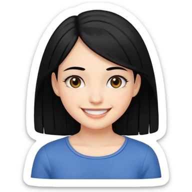 smiling girl with black hair sticker