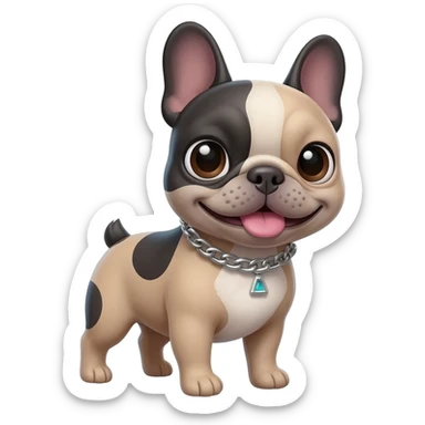 french bulldog cute smiling with a mini chain instead of a collar sticker
