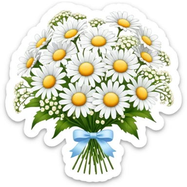 daisy and babies breath bouquet  sticker