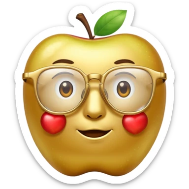 golden apple with glasses sticker