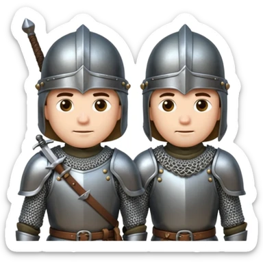 2 medieval soldiers prepare for battle sticker