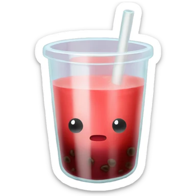 red bubble tea in a glass cup without face on sticker