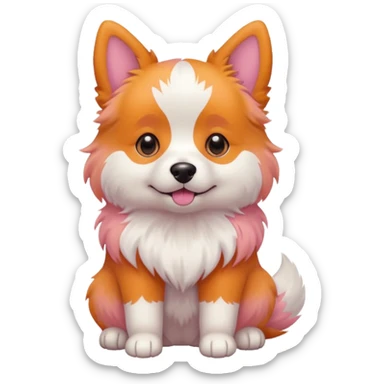 Pinkorangewhite dog in pastel sit sticker