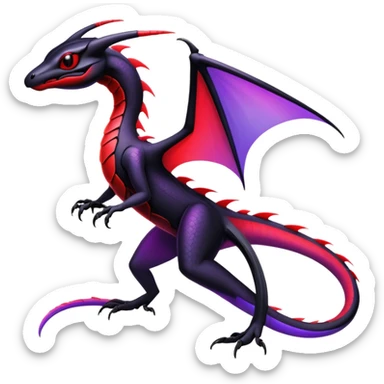 Colorful Neon Black and red and purple Gothic Edgy Tropical Flygon-Aurorus-Salandit-Amaura-Hybrid-Creature sticker