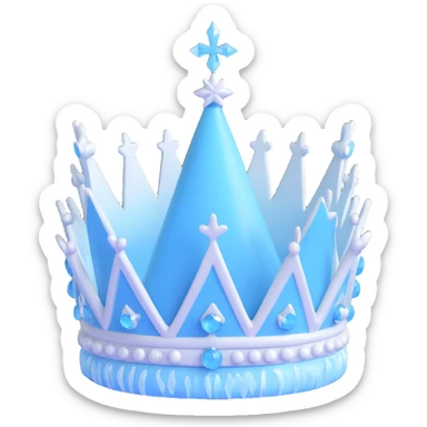 a minimalist tall ice crown, frosty blue and white hues sticker