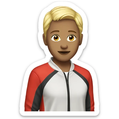 Short blonde hair red tracksuit  sticker