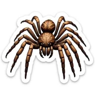 Close-up of a giant hairy tarantula in its natural habitat, with intricate web details surrounding it. The spider's texture is highlighted, emphasizing its hairy legs and features. Soft background with natural elements like leaves or rocks. Transparent background. sticker