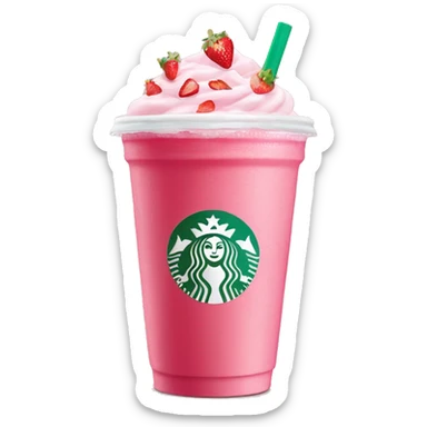 Pink drink Starbucks with strawberries in cup no whipped cream no straw sticker