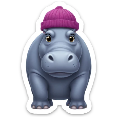 hippo with a beanie sticker