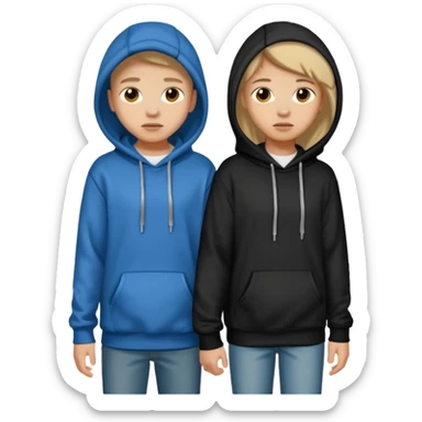 two teenager walking hiding sticker