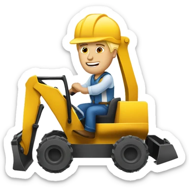 Blonde man driving excavator sticker