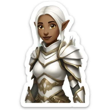 elf woman with heavy white armor fantasy sticker