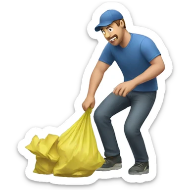 man throwing rubbish sticker