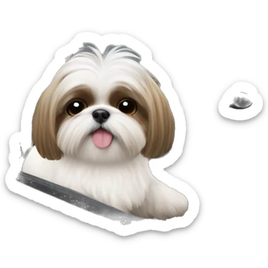 Shih tzu driving Ferrari sticker