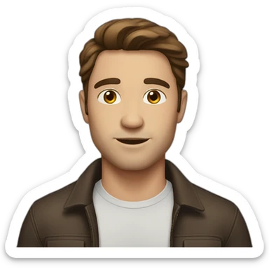 Attractive Man with middle part brown hair sticker