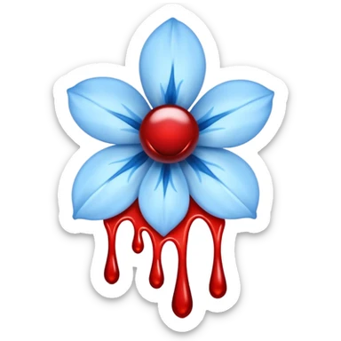 light blue flower bleeding blood sticker
