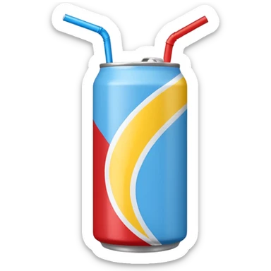 drink can blue red yellow Surfside single straw sticker
