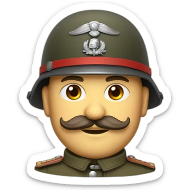 Soldat allemand 1940 brun avec moustache et brassard rouge sticker