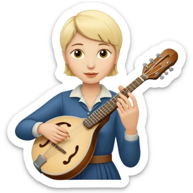 Very short blond haired woman mandolin player sticker