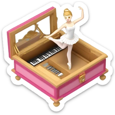 3D isometric ballerina music box sticker