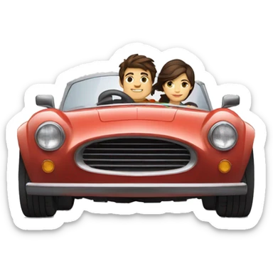 Brunette-boy-and-brunette-girl-roadster-car-driving sticker