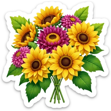 Sunflower and Dahlia bouquet  sticker