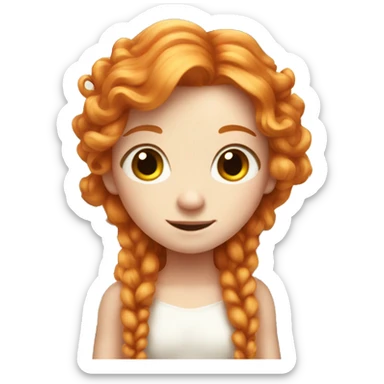 a white skin fairy, long ginger hair and wings sticker