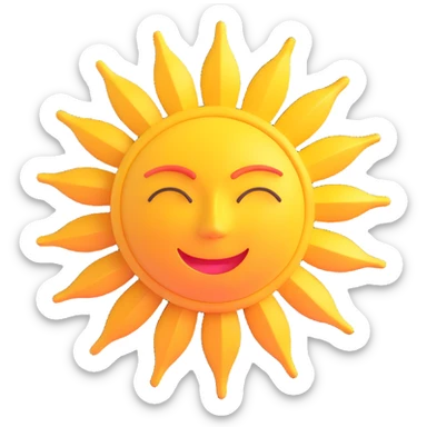3D style minimalist sun without face or facial features, only rays and circle, suitable for Discord role icon sticker