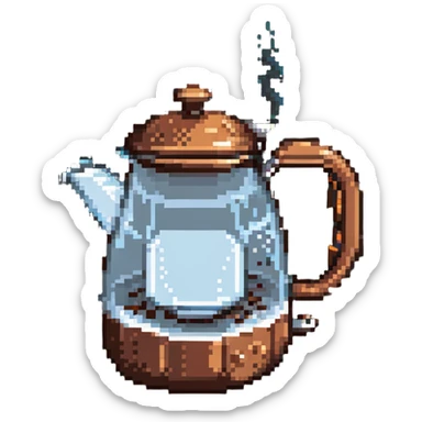 pixel art coffee pot with animated steam sticker
